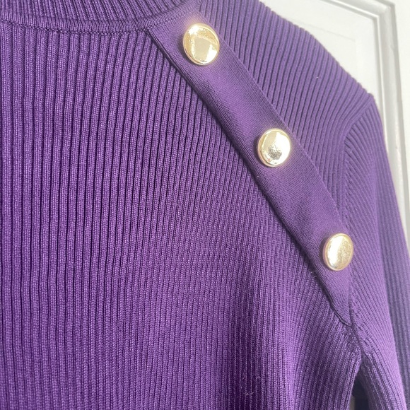 New York & Company purple turtleneck with button details - Picture 4 of 4